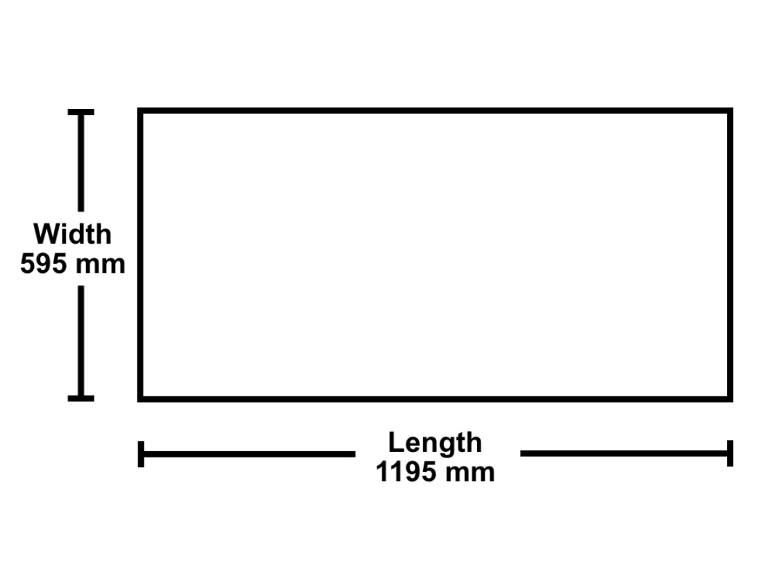 Diagram of a Ceiling Tile Size Width 595mm by Length 1195mm