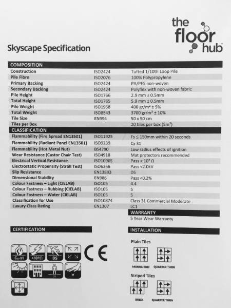 Skyscape Carpet Tile Specifications Sheet