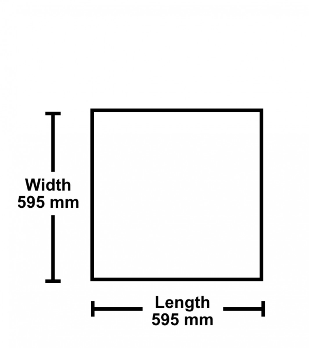 Diagram of a Ceiling Tile Size Width 595mm by Length 595mm